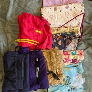 Women's scrub-tops, and bottoms.